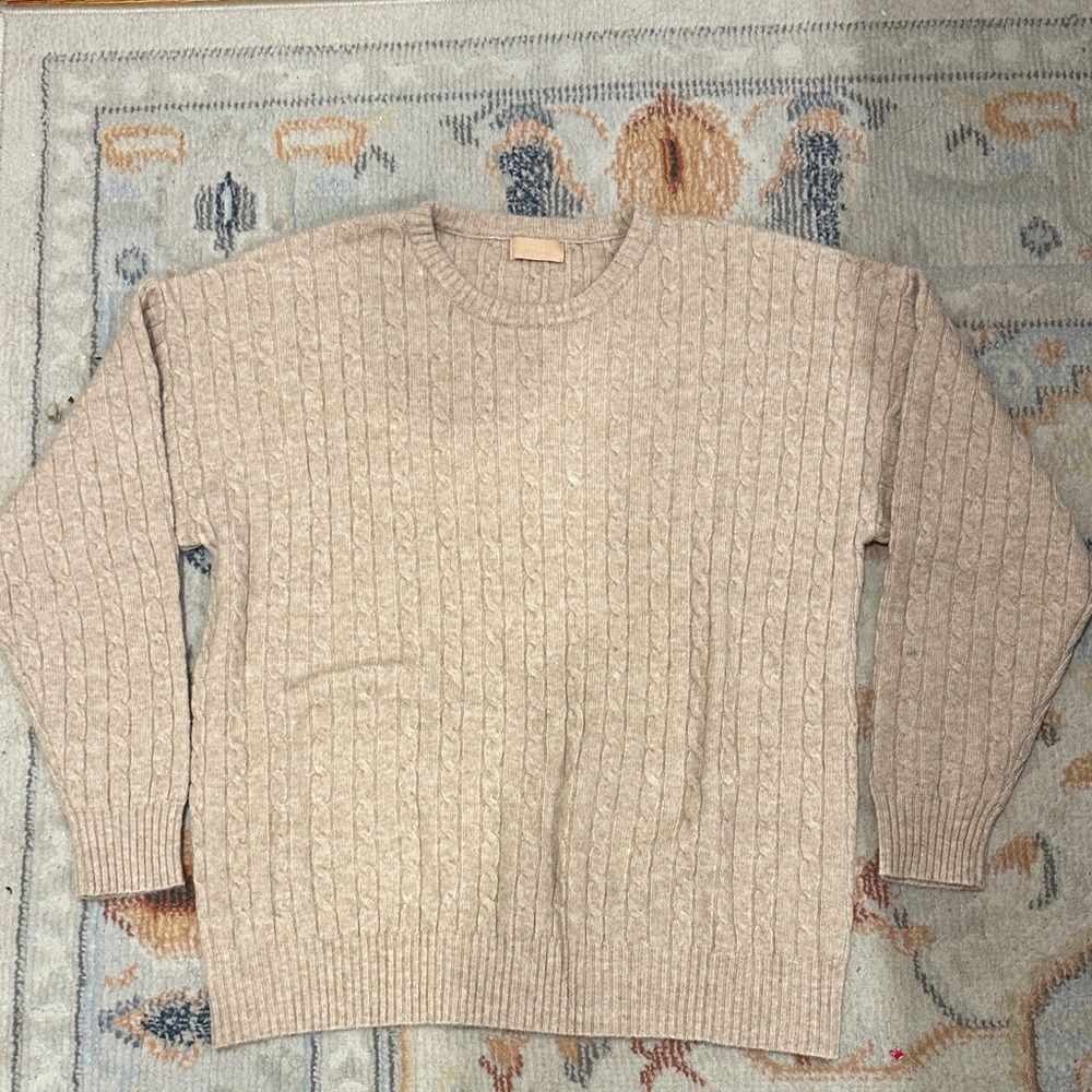 Nuudes Beige CashmereCable Knit Sweater